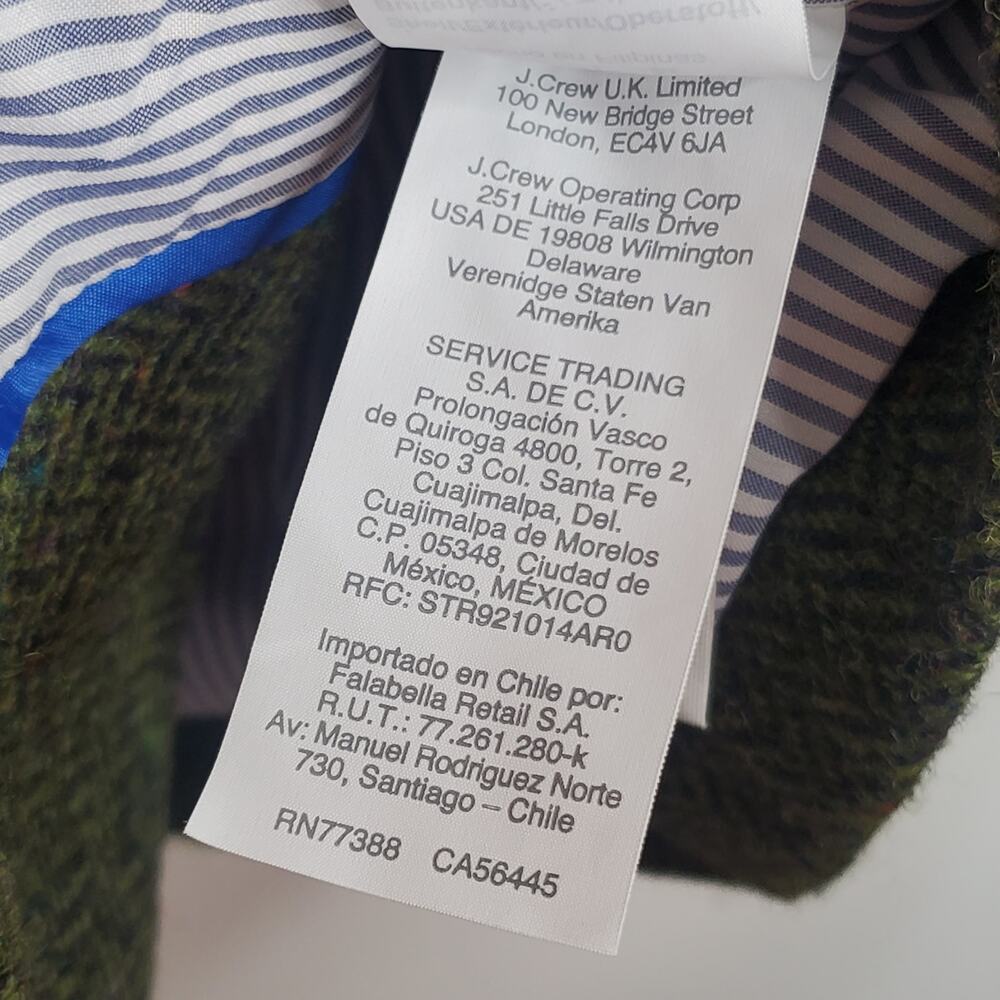 J Crew Bristol Double Breasted Blazer Herringbone English Wool Green Gold Size 6 - Picture 10 of 10